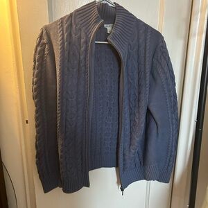 L.L. Bean Women's Cable-Knit Zip Cardigan - Blue Gray